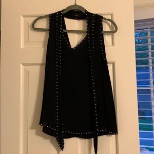 Fancy black tank with silver beading details